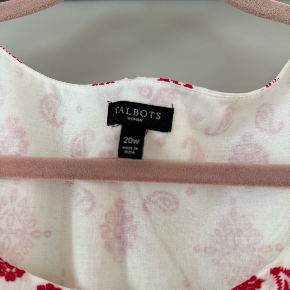 Talbots Red White Midi Dress Pockets Sleeveless Cotton Summer 2X - Picture 3 of 10